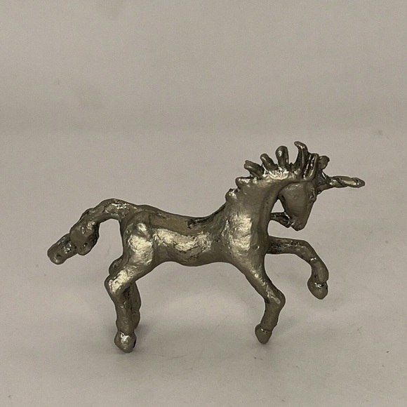Unicorn Pewter Figurine Statue Decor Animal Collectible Mythical Horse Silver 3" - Picture 6 of 7